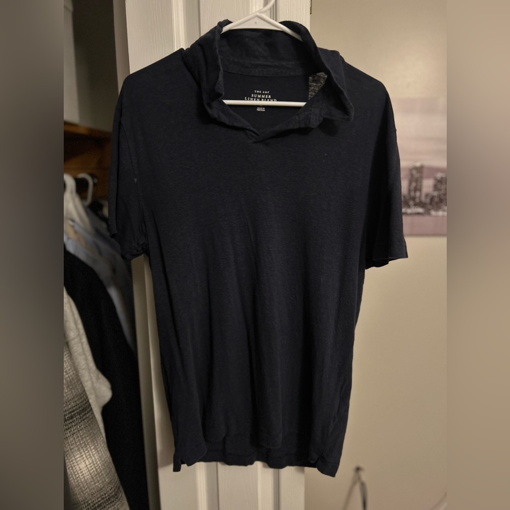 Abercrombie and Finch Navy Linen Polo